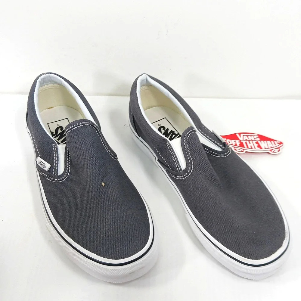 Vans Classic Slip-On BI Charcoal Gray Canvas Sneakers Mens 5 Womens 6.5